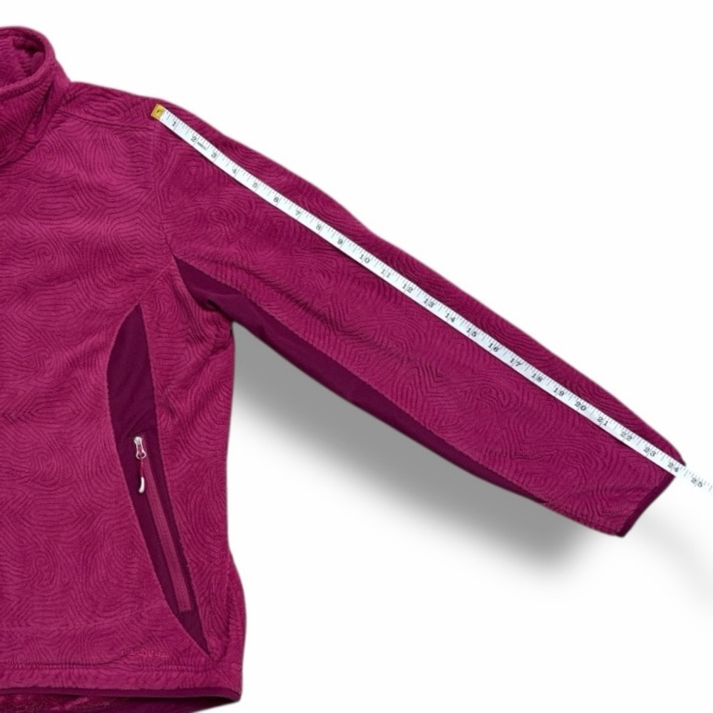 L.L. Bean Textured Fleece Jacket Pink Berry Floral Trim M - Picture 10 of 12